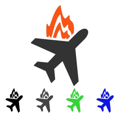 Uçak yangın düz simgesi