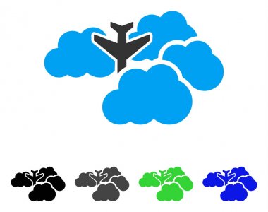 Düşen uçağın içinde bulutlar düz simgesi