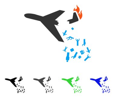 Düşen yolcular uçak düz simgesi