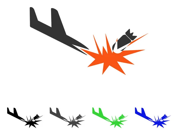 Icône plate d'explosion de bombe d'avion — Image vectorielle