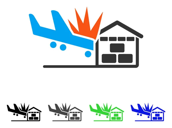 飞机机库崩溃平面图标 — 图库矢量图片