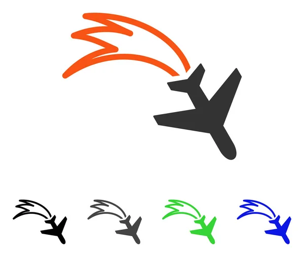 Ikon Datar Pesawat Jatuh - Stok Vektor