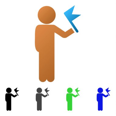 Çocuk bayrakla daire degrade simgesi