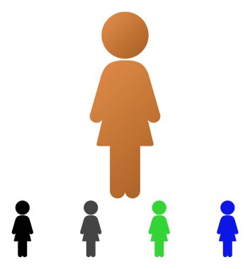 Kız ayakta daire degrade simgesi