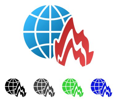Küresel yangın daire degrade simgesi