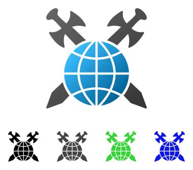 Küresel kılıç koruma daire degrade simgesi