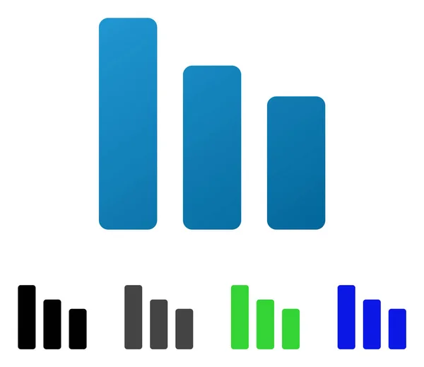 Staafdiagram plat kleurovergang pictogram verkleinen — Stockvector