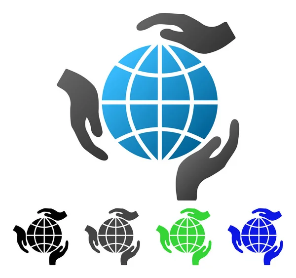 Icona a gradiente piatto con mani di protezione globale — Vettoriale Stock