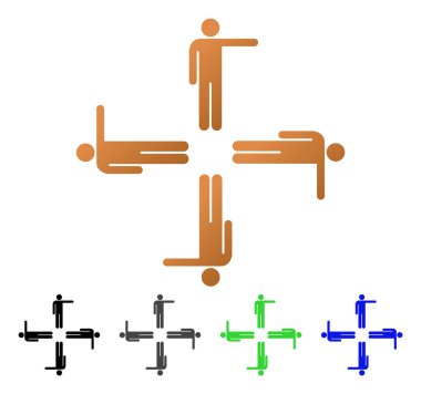 Degrade simgesini işaret eden erkekler düz