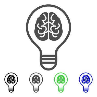 Beyin fikir ampul düz simgesi