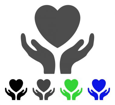Aşk kalp bakım el düz simgesi