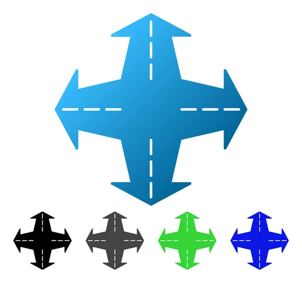 Icône de pente plate des directions d'intersection — Image vectorielle