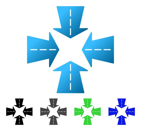 Samenvoegen van richtingen vlakke kleurovergang pictogram — Stockvector