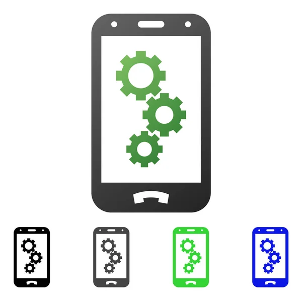 Smartphone engrenagens plana ícone Gradiente — Vetor de Stock
