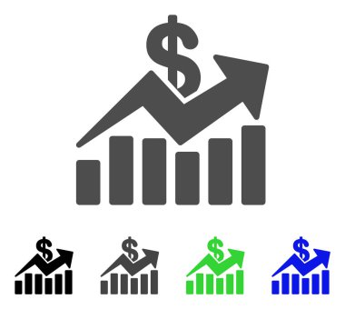 Satış çubuk grafik eğilim düz simgesi