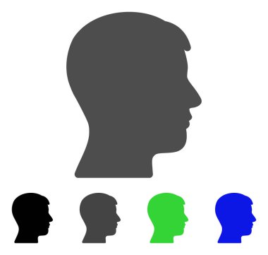 Adam baş profil düz simgesi