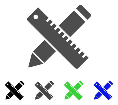 Kalemi ve cetvel tasarım araçları düz simgesi