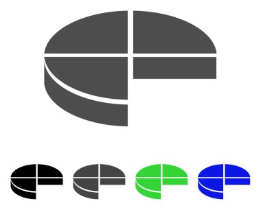 3D pasta grafiği düz simgesi