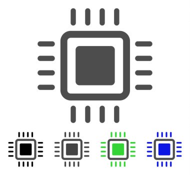 İşlemci düz simgesi