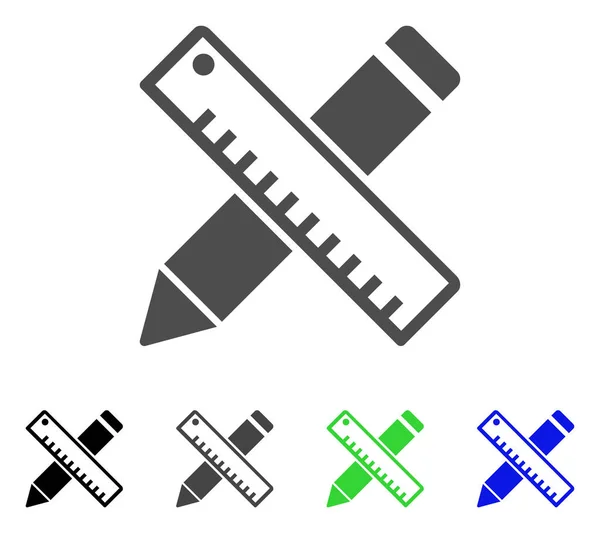 Strumenti di progettazione penna e righello Icona piatta — Vettoriale Stock
