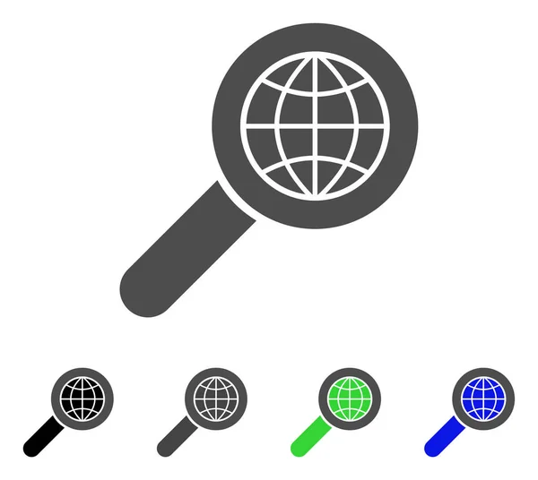Suche Globus platzieren flaches Symbol — Stockvektor