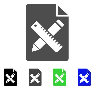 Araçlar sayfa düz simgesi tasarım kalemi ve cetvel