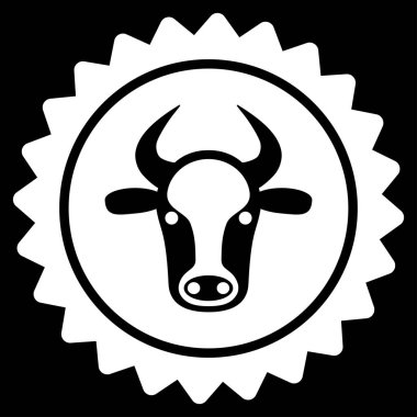 Sığır eti sertifika mühür düz vektör simgesi