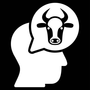 Sığır kişi düz vektör simge düşünme