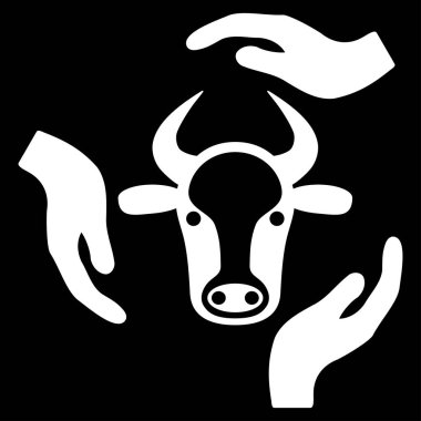 İnek Bakımı el düz vektör simgesi