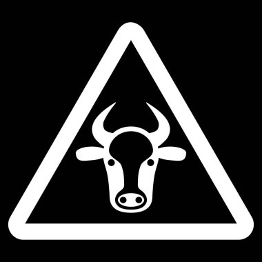 İnek tehlike düz vektör simgesi