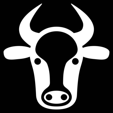 İnek kafa düz vektör simgesi