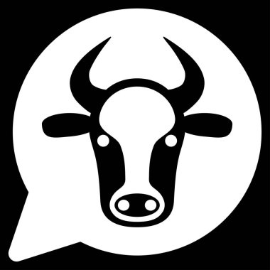 İnek ileti balon düz vektör simgesi