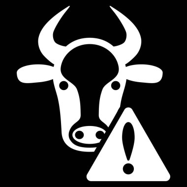 İnek uyarı düz vektör simgesi