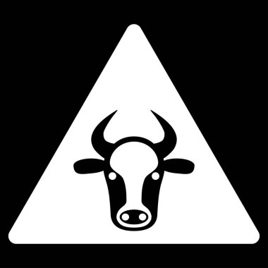 İnek uyarı düz vektör simgesi