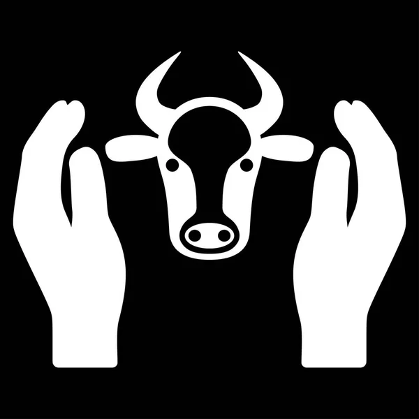 Krowa głowy opieki ręce płaskie wektor ikona — Wektor stockowy
