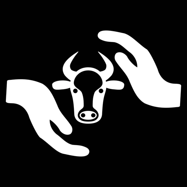 Krowa ochrony rąk płaskie wektor ikona — Wektor stockowy