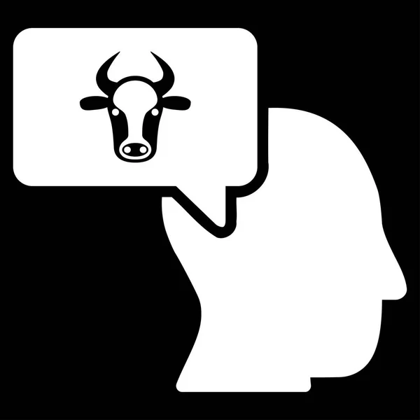Kráva myšlení člověka plochý vektorové ikony — Stockový vektor