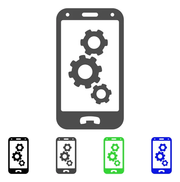 Paramètres du smartphone Engrenages Icône plate — Image vectorielle