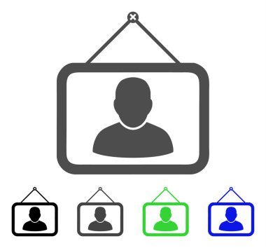 Adam portre düz simgesi