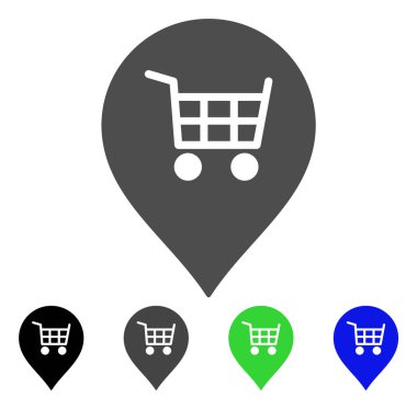 Süpermarket arabası Marker düz simgesi