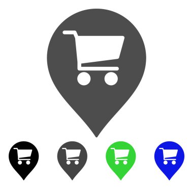 Süpermarket harita işaretleyici düz simgesi