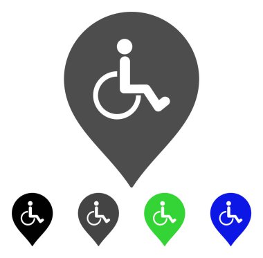 Engelli kişi marker düz simgesi otopark