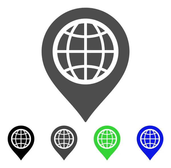 Globo Mapa Marcador Icono plano — Vector de stock