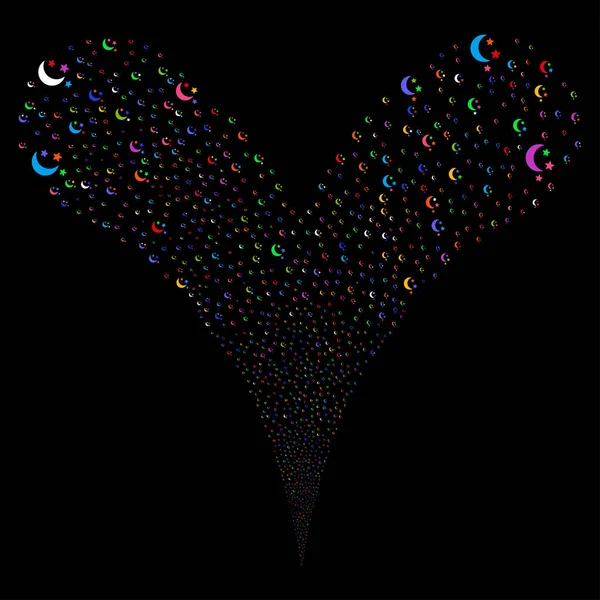 Lune étoiles fontaine flux — Image vectorielle