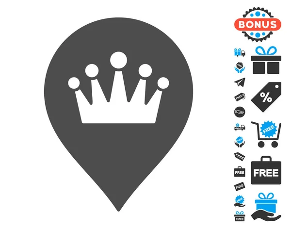 Crown markör ikonen med gratis Bonus — Stock vektor
