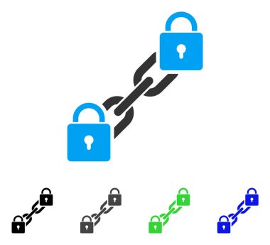 Kilit Blockchain düz simgesi