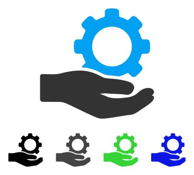 Mühendislik hizmeti dişli el düz simgesi