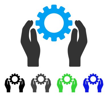 Dişli bakım el düz simgesi