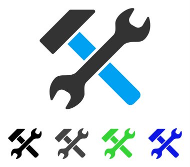 Çekiç ve anahtar düz simgesi