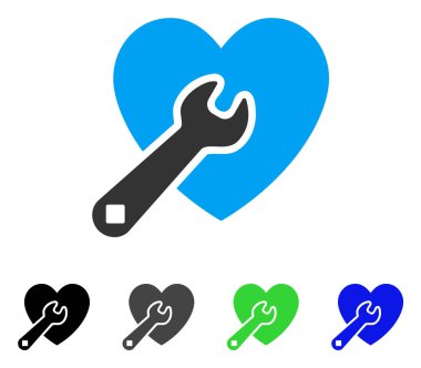 Kalp anahtar araçlar düz simgesine